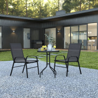 Flash Furniture TLH-0701303C-GG Brazos 3 Piece Outdoor Patio Dining Set - 23.75
